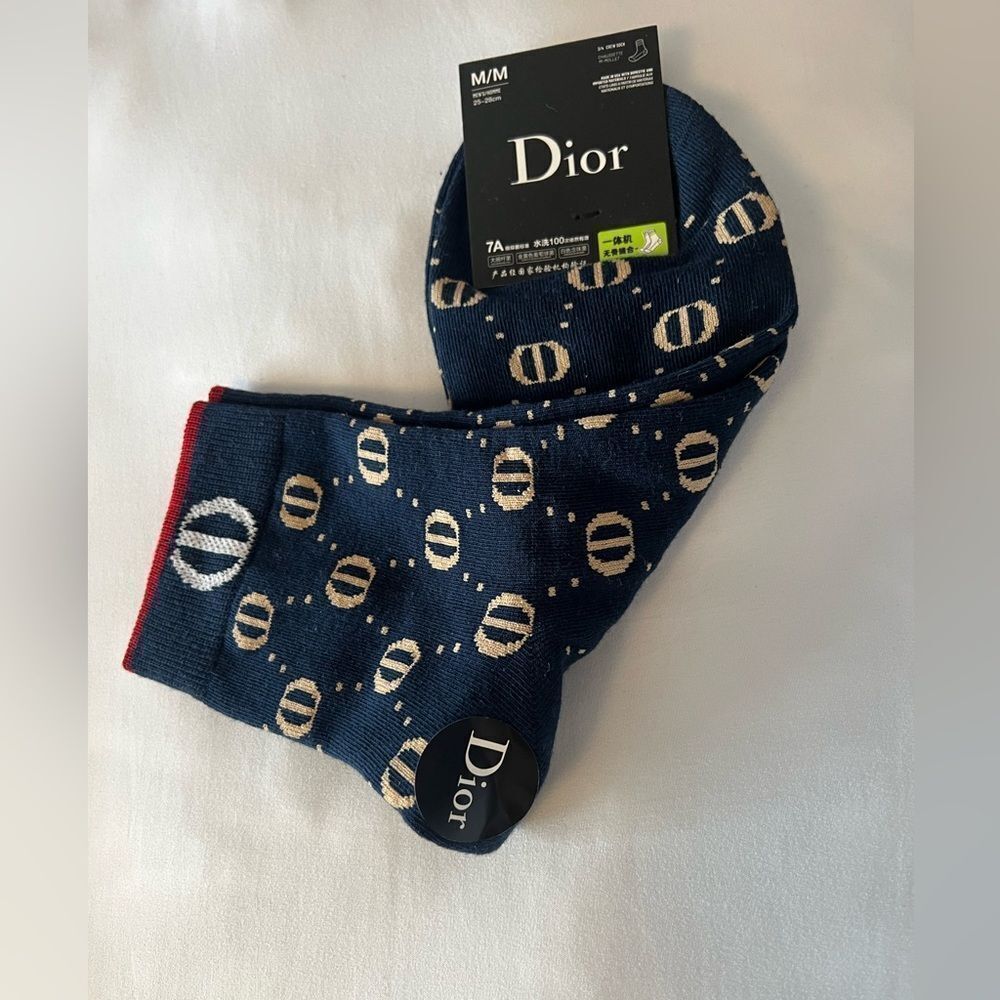 Designer Like Men’s Navy and Cream Patterned Socks